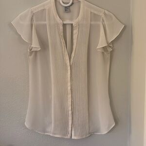 H&M size four white sheer button down
